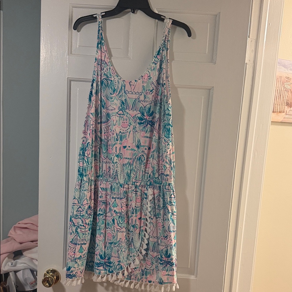 Lilly Pulitzer Pink and Teal Tropical Shift Dress